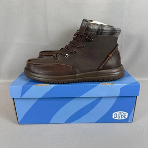 Hey Dude Bradley Boots Mens 10 Dark Brown Leather Chukka Casual Light New NIB - Picture 1 of 9