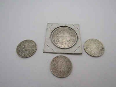 Lot of (4)- 2, & 5, Francs1873, 1875  (.835) Silver Coins (See Description) V219 - Image 1 of 4