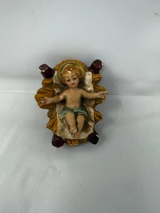 Estatuilla vintage Belén Niño Jesús en pesebre ITALIA - Imagen 1 de 7