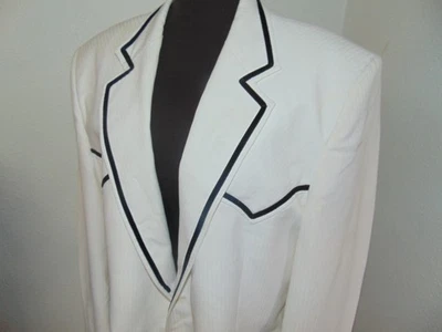 Chaqueta Esmoquin Occidental Vintage 46L Circle S Blanco/Negro Noche Formal EE. UU. Foto 1 de 4