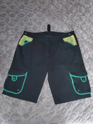 Pantalones Cortos Carga Coogi Vintage Negro Y Verde Acento Talla 42 (Faltan Botones) Foto 1 de 4