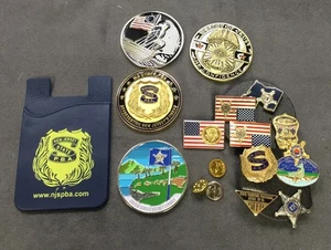 Lote de monedas y prendedores de desafío PBA del Servicio Secreto de Estados Unidos y la Policía Estatal de Nueva Jersey - Imagen 1 de 14