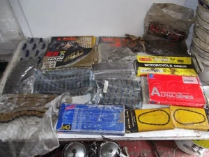 MOTORCYCLE CHAINS JOB LOT OF 16 NEW OLD STOCK CHAINS - Picture 1 of 9