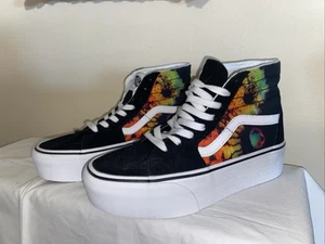 Sneaker Vans donna Sk8-Hi platform ~ meravigliosa paradossale nero/multi ~ taglia 8 ~ nuova senza scatola - Foto 1 di 6