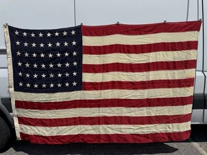 48 Star U.S. Flag w/ Label KRAUS & SONS New York 8' x 5' ~ Horstmann Stencil - Picture 1 of 24
