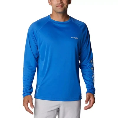 Columbia Men's PFG Terminal Tackle Long Sleeve Shirt, Blue w/ Gray logo XXL NWT - Image 1 of 4