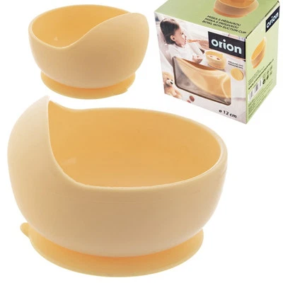 Kinderschüssel Breischale Babyschale aus Silikon mit Saugnapf gelb 360 ml - Bild 1 von 4