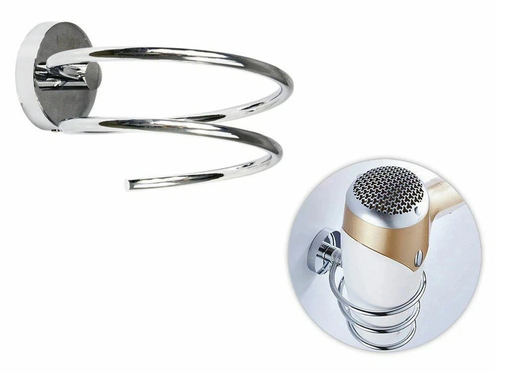 Supporto Per Asciugacapelli Senza Foratura - In Alluminio Aeronautico, Adesivo Da Parete, Design Con Gestione Cavo (Bianco) - Foto 6