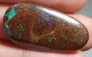 Polished Boulder Opal From Winton Green Blue Matrix Specimen 21.5 Carat Lapidary - Bild 1 von 17