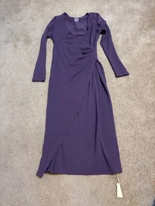 NUEVO CON ETIQUETAS OGL Vestido Midi Térmico Púrpura Cuello en V Lado Acanalado Calce Ajustado Talla Grande L Nuevo con Etiquetas - Imagen 1 de 3