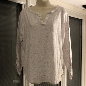 T By Tablots Pullover Solid W/ Speckles Long Sleeve V-Neck Side Shirring XL - Picture 1 of 4