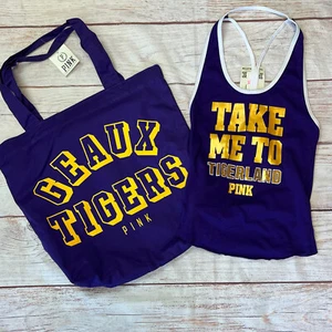 Victoria’s Secret PINK Retired LSU Bling Racerback S & Tote Bag - Picture 1 of 3