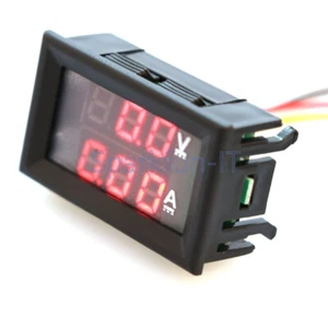 DC 0-100V 10A LED Digital Volt Amp Voltmeter Ammeter Gauge Dual Red Panel - Photo 1/4