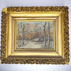 Signed Original E M Slocum Landscape Oil Painting Canvas Board Gold Wood Frame - Picture 1 of 20