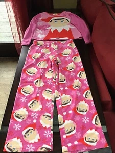 The Elf On the Shelf Pink 2 Piece Christmas Fleece Pajama Set Size Medium M EUC - Picture 1 of 5