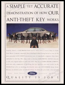 Ford Anti-Theft Key 1990s Print Advertisement Ad 1997 Dobermann Dogs - Bild 1 von 1