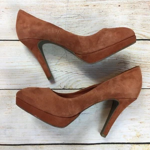 5th Avenue Orange Tan Suede Leather Platform Pumps Heels 38 - Picture 1 of 8