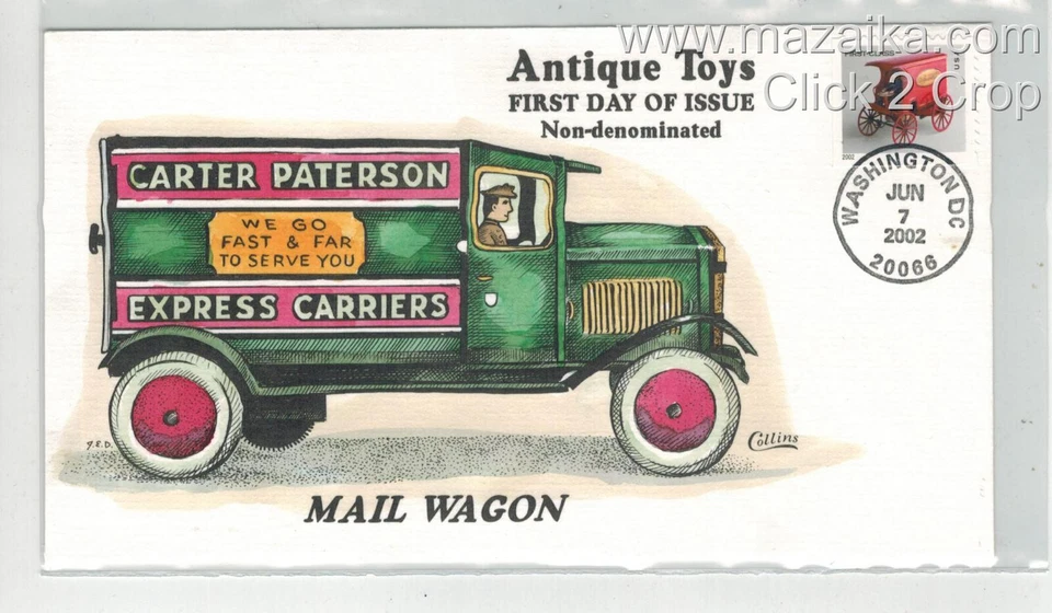 2002 COLLINS HANDPAINTED ANTIQUE TOYS MAIL WAGON TRUCK - Image 1 of 1