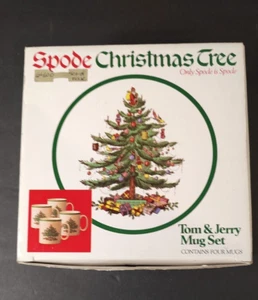 Set of 4 Spode Christmas Tree Tom & Jerry Mugs  Made in England original box - Picture 1 of 8
