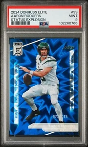 2024 NFL Panini Donruss Elite #99 Aaron Rodgers Status Explosion PSA 9 079/875 - Picture 1 of 2