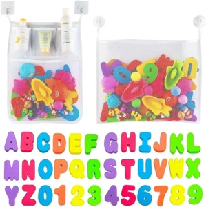 Comfylife 2 x Mesh Bath Toy Organizer + 6 Ultra Strong Hooks + 36 Bath Letters - Picture 1 of 12