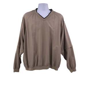 Grand Slam Mens Pullover Golf Windbreaker Tan Size XL V-neck w/Zip Off Sleeve - Picture 1 of 11