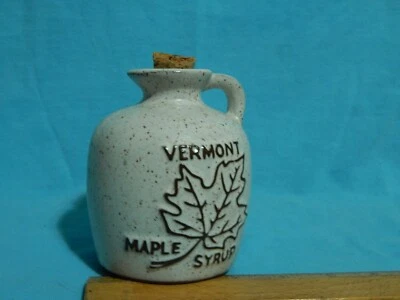 Vermont Maple Syrup (4'' Ceramic Jug w/ Cork) Onion River Pottery ~ Burlington - Image 1 of 4