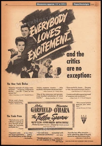 DER GEFALLENE SPATZ - Orig. 1943 Trade AD / Poster_ Maureen O'Hara, John Garfield - Bild 1 von 1