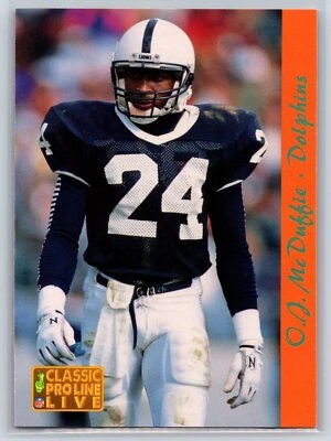 1993 Pro Line Live O.J. McDuffie Rookie Miami Dolphins RC #155 - Image 1 of 2