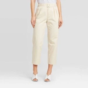  WHO WHAT WEAR Pantalone Conico Tinta Unita Betulla Vita Naturale Donna Tg 14W - Foto 1 di 5