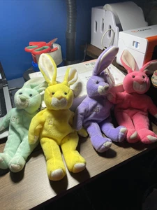 Salvinos Bamm Bunnies Beanos Beanie Babies Baseball lot 4 Plush MLB Sosa, Jeter - Picture 1 of 7