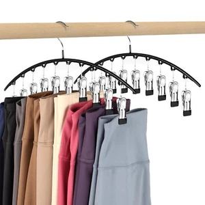 2 Pack Leggings Organizer Space Saver Pants Hangers w/ Clips for Closet Wardrobe - Picture 1 of 7