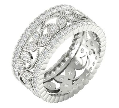 Eternity Wedding Ring SI1 G 1.40 Carat Natural Diamond Prong Set 14K Gold 9.55MM - Image 1 of 4