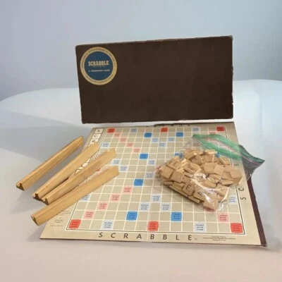Vtg 1948-1953 Scrabble Board Game Selchow & Righter  100 Wood Tiles READ Crafts - Image 1 of 4