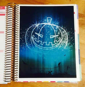 Herbst Halloween Glitzer Kürbis 2-seitiges ARMATURENBRETT zur Verwendung mit ErinCondren Planer- - Bild 1 von 3