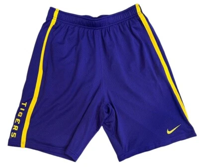 Nike Mens LSU Tigers Basketball Shorts Purple Gold Size Medium M - Image 1 of 4