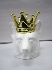 White Fox Head With Crown Container By Ange-line Tetrault