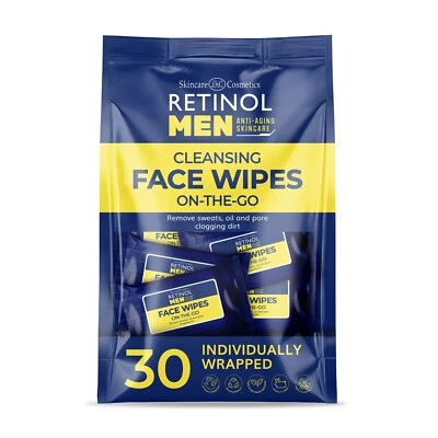 Toallitas envueltas individualmente Retinol para hombre, para trabajo, gimnasio y sobre la marcha  Foto 1 de 4