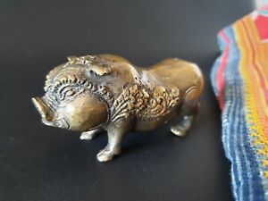 Old Papua New Guinea Trobriand Island Style Brass Pig …beautiful display & colle