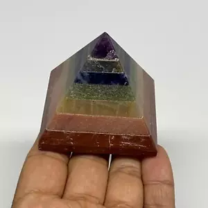 160.5g, 2"x2.1"x2.2", 7 Chakra Pyramid Bonded Gemstone,Healing Crystal, B29800 - Picture 1 of 10