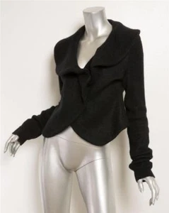 Givenchy Damen schwarz Mohair Wolle Strick Halstuch Rüsche Kragen Pullover Jacke M NEU - Bild 1 von 7