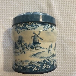 Vintage Daher Blue & White Dutch Countryside w/ Windmill Tin Container - England - Picture 1 of 6
