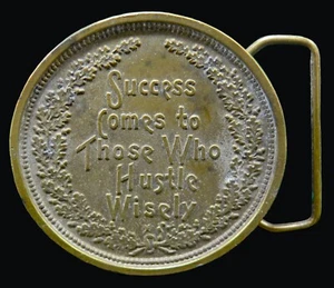 Success Comes To Those Who Hustle Wisley Bergamot Vintage Belt Buckle - Picture 1 of 4