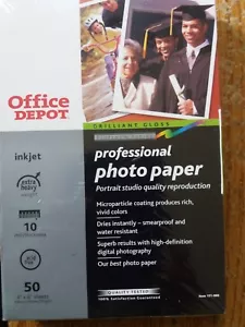 Neu Brilliant Glanz Office Depot professionelles Fotopapier 151-960 50 4x6" Blatt - Bild 1 von 2