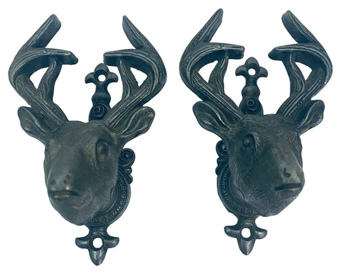 Vintage Door Knockers from Canada Elk Stag Deer Hunting Decor Spring Operated Cover