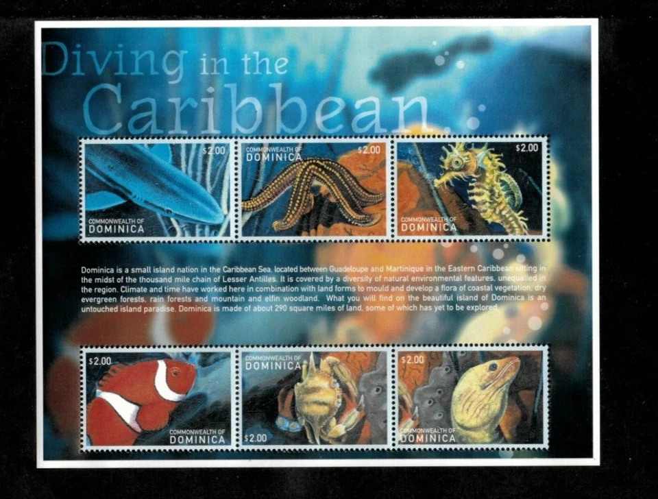 Dominica 2001 - Hong Kong Fish - Sheet of 6 Stamps - Scott #2278 - MNH - Image 1 of 1