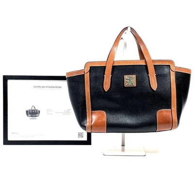 Dooney & Bourke Black Saffiano Patina Leather Trim Small Shopper Purse w/COA - Image 1 of 4