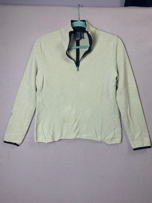 IBEX 1/4 Zip Womans Size Medium Green Superwash Merino Wool READ - Image 1 of 4