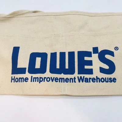 Lowe's Logo Canvas Carpenter's Apron Nail Tool Waist Bag 2 Pouch Pockets Tie On - Image 1 of 4