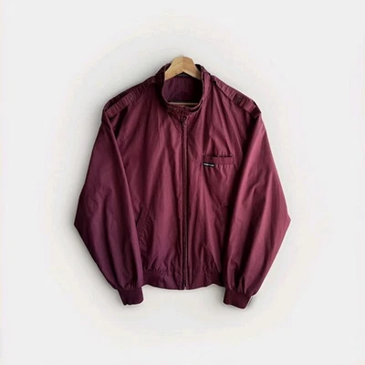 Chaqueta cortavientos de colección para hombre mediana roja oscura cremallera completa abrigo bombardero Members Only Foto 1 de 4